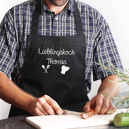 Schürze zum Kochen mit Name und Text personalisiert