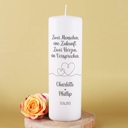 Kerze für Hochzeit mit Namen und Datum