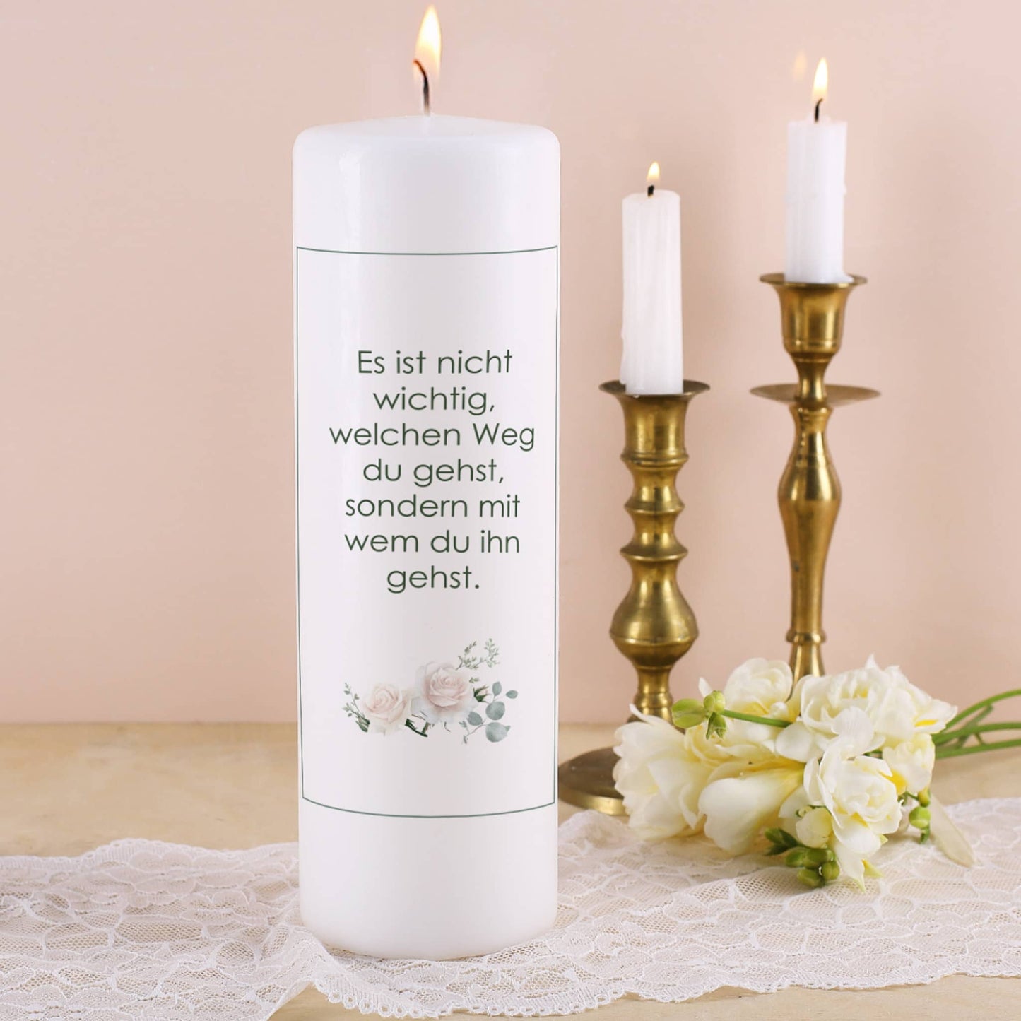 Kerze zur Hochzeit mit Wunschtext