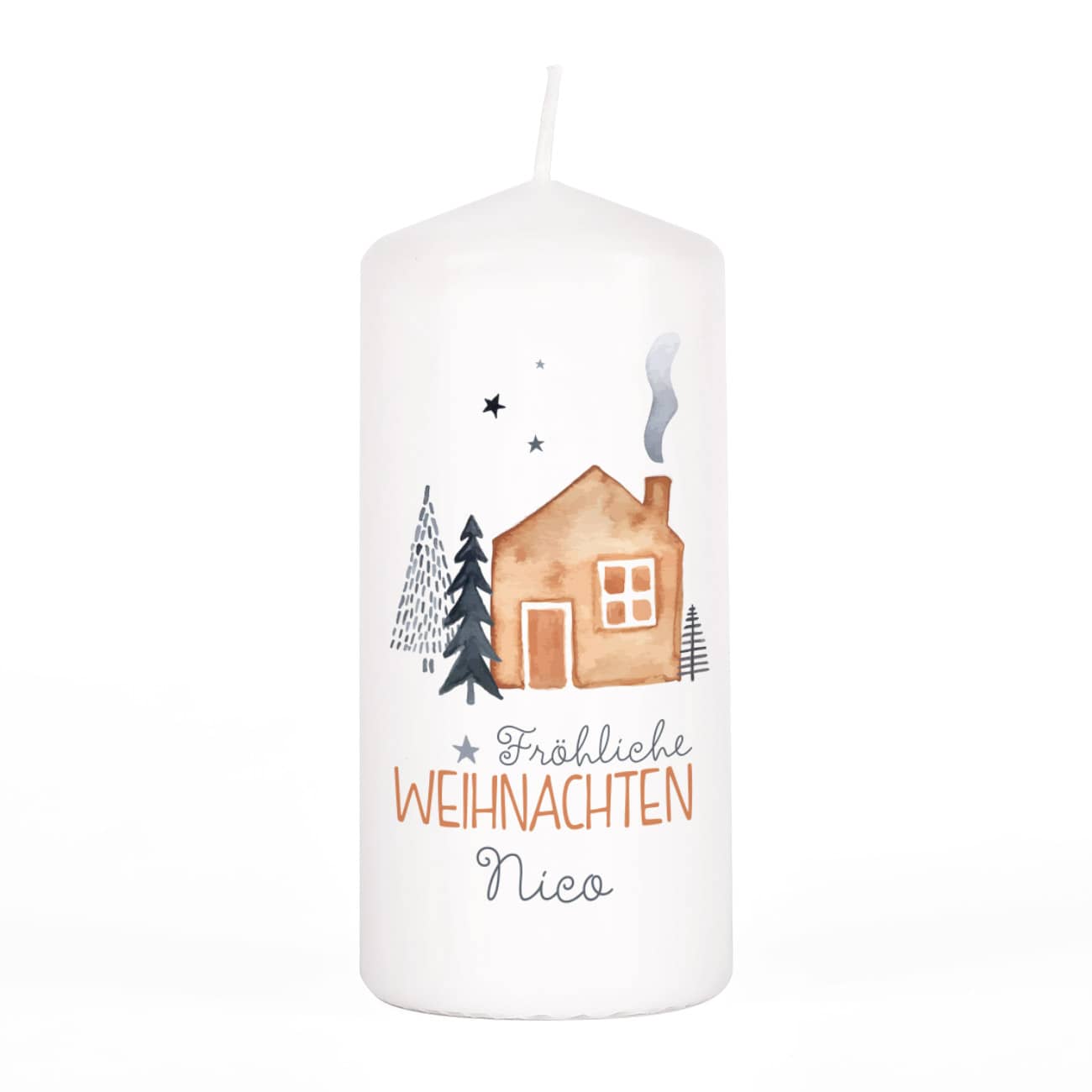 Fröhliche Weihnachten - Adventskerze und Weihnachtskerze mit Wunschtext