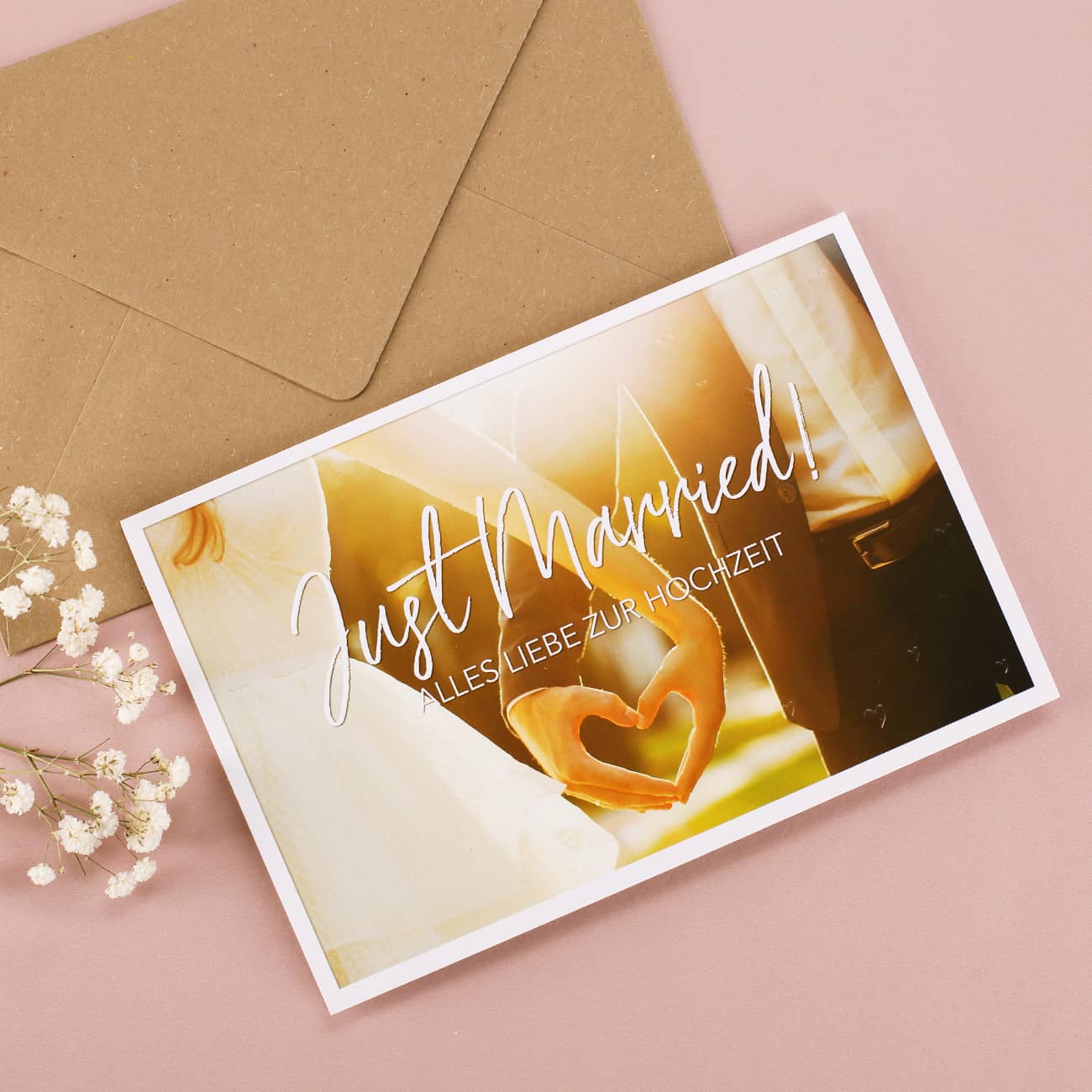 Hochzeitskarte - Just Married - Nature Card