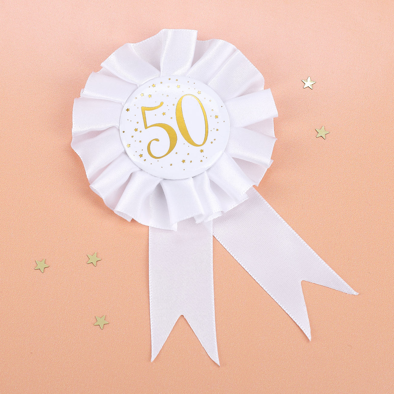 Rosette zum anstecken und mit Geburtstagsaufdruck zum 50.