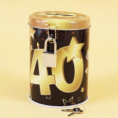 Spardose zum 40. Geburtstag in Schwarz-Gold