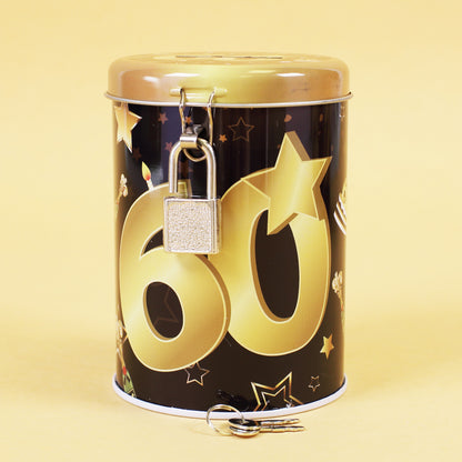 Spardose zum 60. Geburtstag in Schwarz-Gold