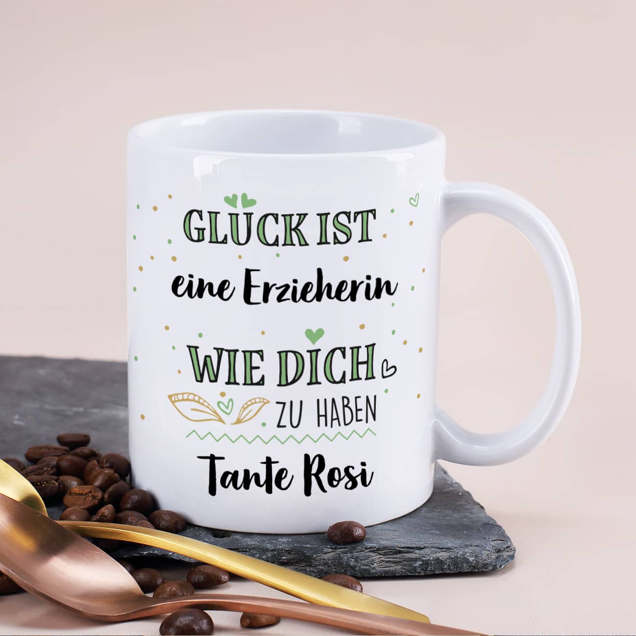 persönlich bedruckte Tasse Glück ist ...