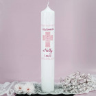 Große Kerze zur Taufe, Kommunion oder Konfirmation in rosé, 38x6cm