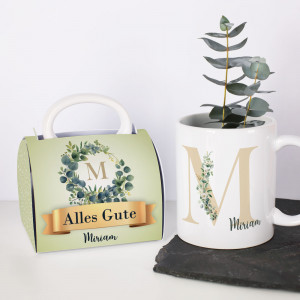 Monogramm Tasse in personalisierter Verpackung