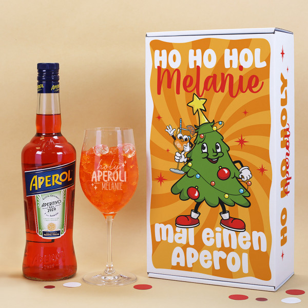 Hol mir einen Aperol - Geschenkset zu Weihnachten mit Glas und Geschenkbox