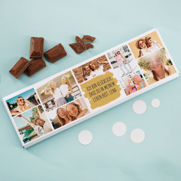 300g Foto-Schokolade mit 9 Fotos und Ihrem Wunschtext