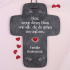 Schieferkreuz mit Haussegen und Name