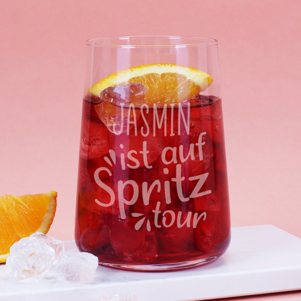 Aperol Trinkglas "Auf Spritztour" mit Name als Gravur