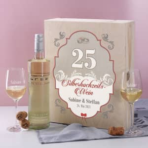 Weißwein Geschenkset zur Silberhochzeit