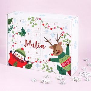 Adventskalender mit weihnachtlichem Motiv & Name