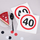 Servietten mit Verkehrszeichen zum 40. Geburtstag