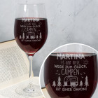 Weinglas für Camper - Es gibt viele Wege zum Glück - mit Namensgravur