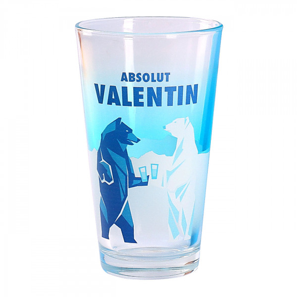 Absolut Vodka Glas mit Wunschname trinkenden Eisbären und