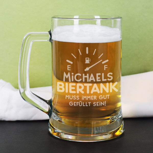 Bierseidelglas "Biertank" mit Namensgravur