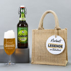 Leikeim Geschenkset zum Ruhestand mit Bier, Bierglas und Jutetüte