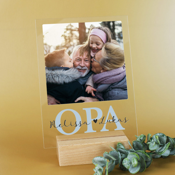 Acrylglasplatte für OPA mit Foto und Text personalisiert
