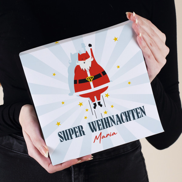 Super Weihnachten - 32 Lindt Mini Pralinen mit Weihnachtsmann und Name 