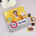 Lindt Geburtstags-Pralinen mit Verkehrszeichen, Foto, Alter & Name