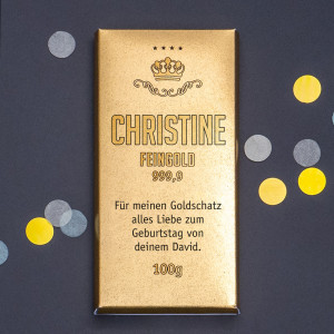 Goldbarren Schokolade mit Name & Text
