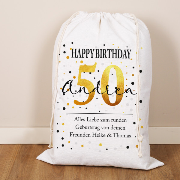XL Geschenksack zum Geburtstag mit Name, Text und Alter personalisiert