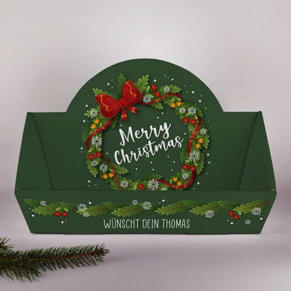 Geschenkkorb zur Weihnachten "Merry Christmas" mit Name bedruckt