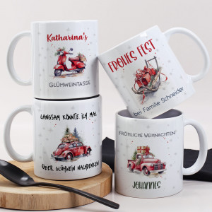 Tasse zu Weihnachten mit Auto & Name bedruckt