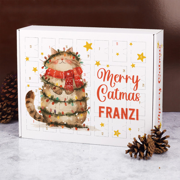 Adventskalender "Merry Catmas" mit Personalisierung zum selber Befüllen