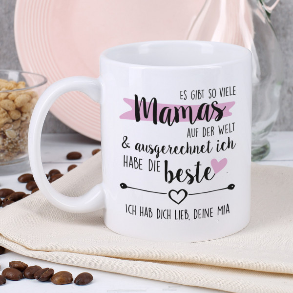 Keramiktasse zum Muttertag mit Ihrem Wunschtext bedruckt