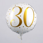 Folienballon zum 30. Geburtstag in weiß mit Sternen