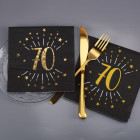 Servietten zum 70. Geburtstag - schwarz/gold-metallic