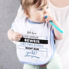 Baby Lätzchen in weiß/blau mit Ihrem Spruch persönlich bedruckt