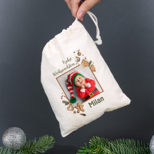 Kleiner Geschenksack zu Weihnachten mit Foto