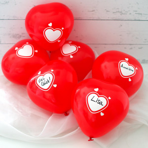 6 Herzballons zum Beschriften