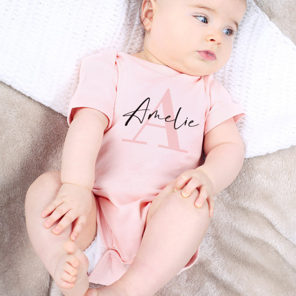 Mädchen Geschenk - Babybody mit Name und Initiale