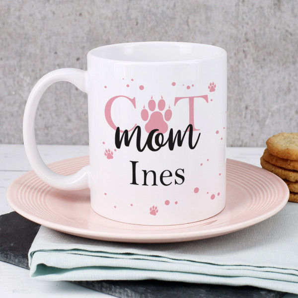 Tasse für Katzenbesitzerinnen mit Ihrem Namen versehen