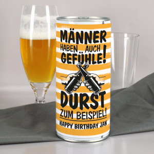 Bierdose mit personalisiertem Etikett mit Text