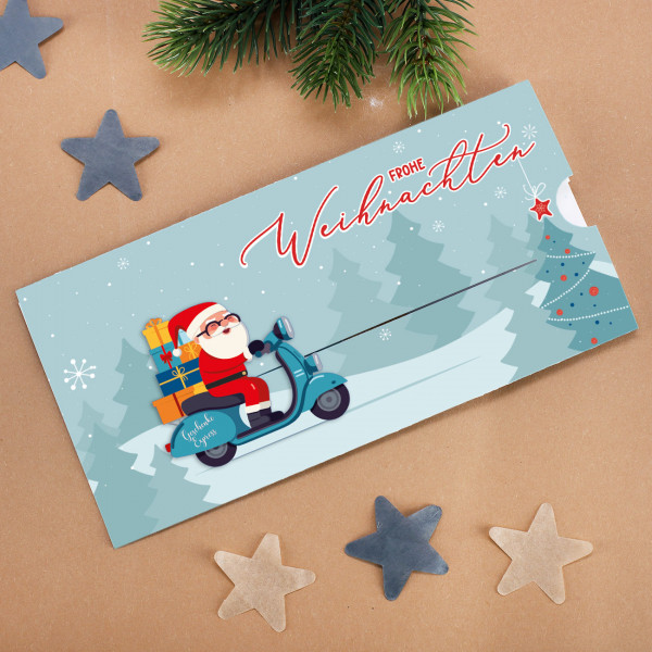 Ziehkarte mit Weihnachtsmann - für Ihre Geldgeschenke zum Fest