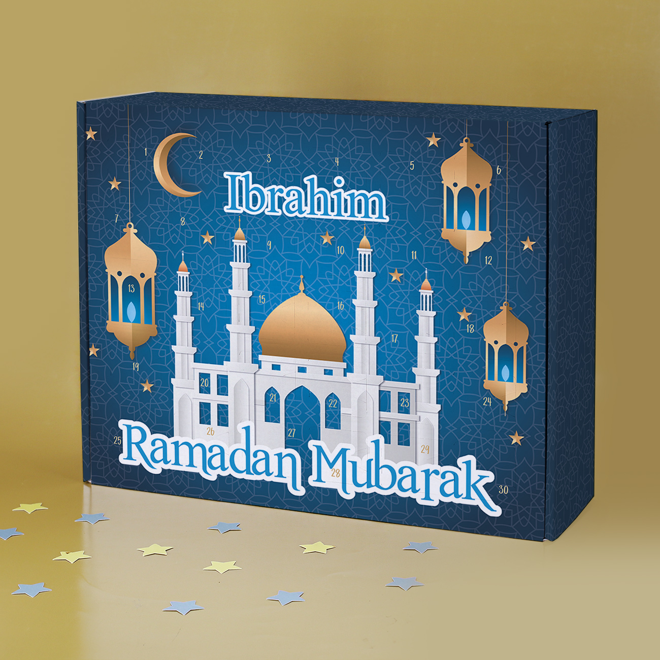 Ramadan Kalender für Kinder zum Selbstfüllen DIY mit 30 Türchen zum Befüllen  mit Süßigkeiten & Überraschungen aus Pappe wird ohne Füllung geliefert