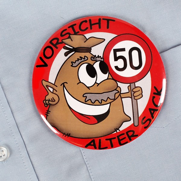 Riesen Button Alter Sack zum 50 Geburtstag_600x600