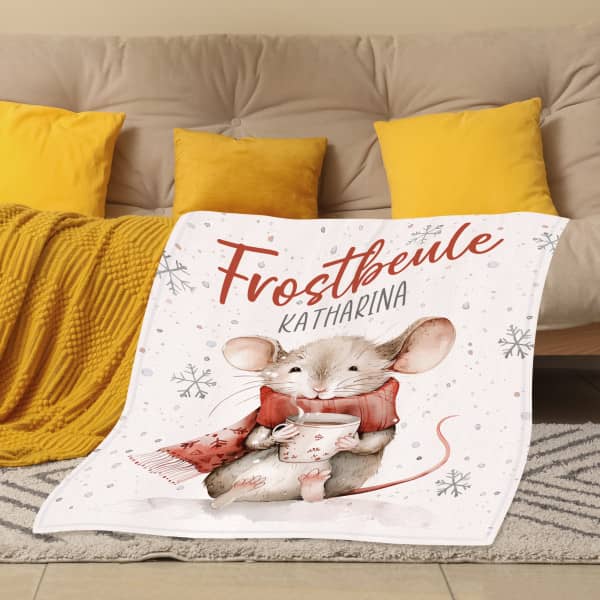 Kuscheldecke "Frostbeule" mit Name nach Wunsch bedruckt