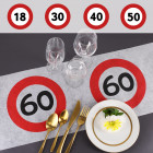 Geburtstagsdeko Tischläufer mit Verkehrszeichen 18 bis 60