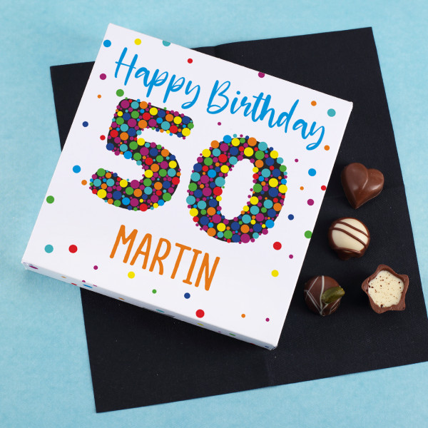 Lindt Pralinen in personalisierter Verpackung zum 50. Geburtstag