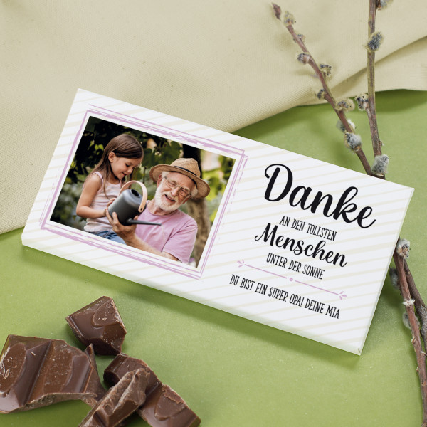 Danke - Schokolade mit Foto & 4 Zeilen Wunschtext