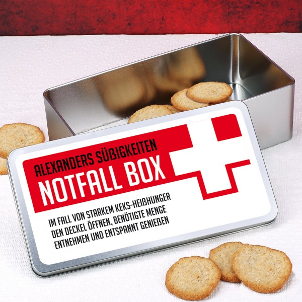 Geschenkdose Notfallbox mit persönlichem Aufdruck