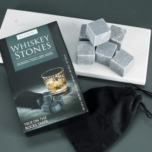 6er Set Whiskey Stones mit Samtbeutel