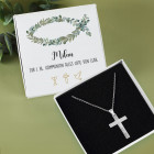 Halskette mit graviertem Kreuz zu Kommunion, Konfirmation, Taufe in Geschenkbox