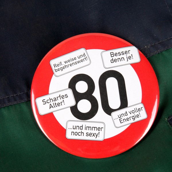 Geburtstags-Button | XXL Button Verkehrsschild 80